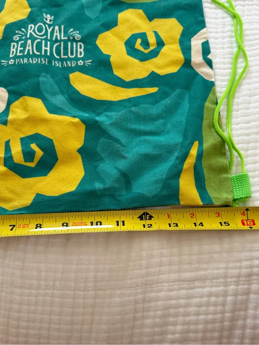 New Royal Beach Club Tropical Drawstring Bag - Teal & Yellow